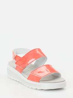 Damen Semler – Sandalen aus Lackleder in Korallenrot