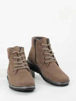 Damen Semler – Schnürboots aus Veloursleder in Taupe
