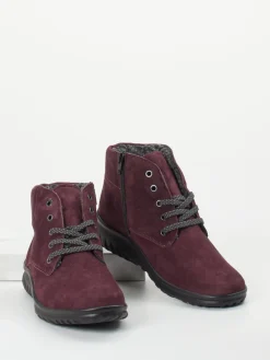– Schnürboots aus Veloursleder brombeer*Semler New