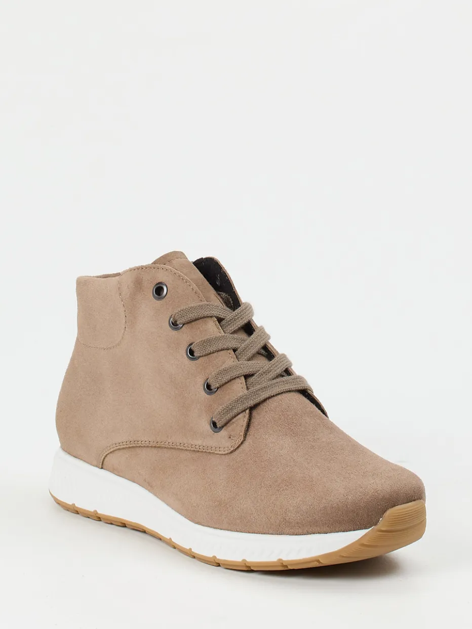 Damen Semler – Schnürboots aus Veloursleder in Taupe