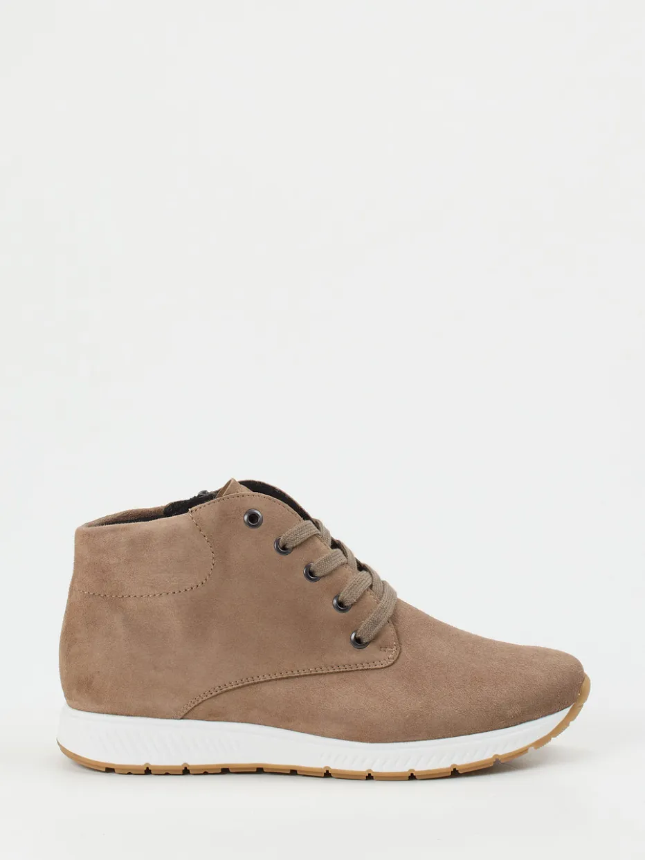 Damen Semler – Schnürboots aus Veloursleder in Taupe