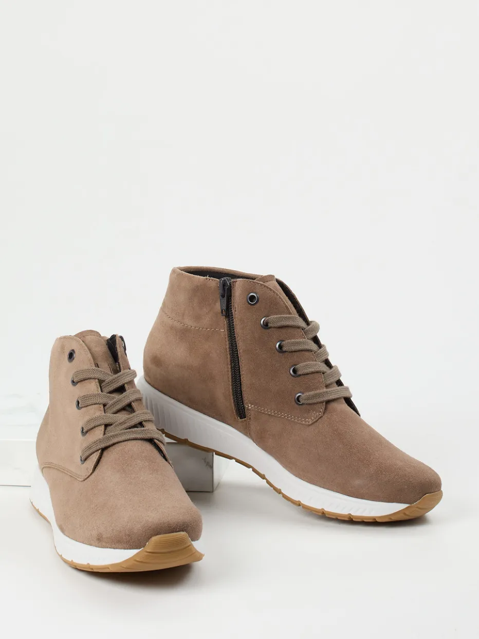 Damen Semler – Schnürboots aus Veloursleder in Taupe