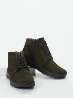 Damen Semler – Schnürboots aus Veloursleder oliv