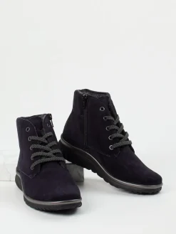 Damen Semler – Schnürboots aus Veloursleder in Dunkel