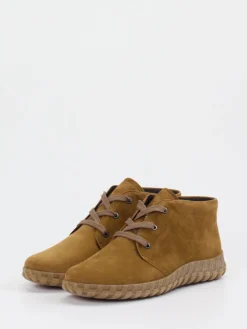 Damen Semler – Schnürstiefelette aus Veloursleder cognac