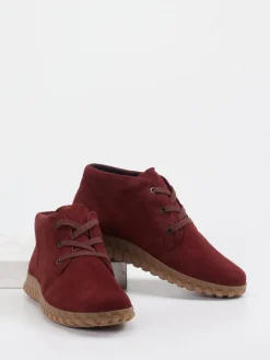 – Schnürstiefelette aus Veloursleder bordeaux*Semler Discount