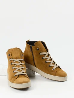 – Schnürstiefelette aus Veloursleder cognac*Semler Outlet