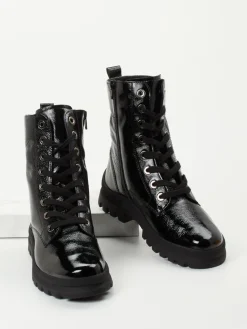 – Schnürstiefelette aus Lackleder*Semler New