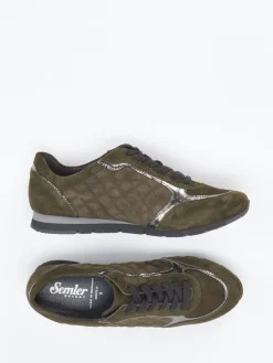 – Sneaker aus Veloursleder in Oliv*Semler Hot