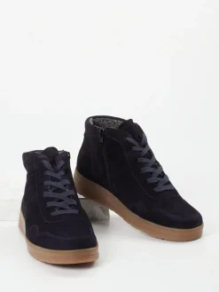 Damen Semler – Sneaker-Boots aus Veloursleder Dunkel