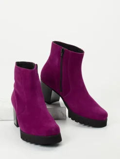 – Stiefelette aus Veloursleder Magenta*Semler New