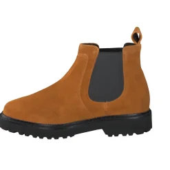 Damen Sioux – Chelsea Boots aus Veloursleder cognacfarben