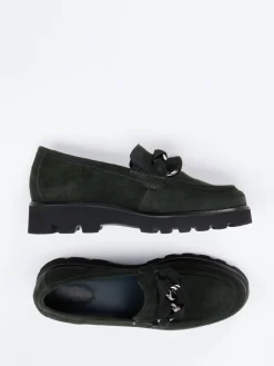 Damen Sioux – Chunky-Slipper aus Veloursleder Tannen