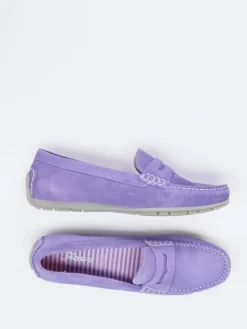 Damen Sioux – Damen-Loafer aus Veloursleder Lavendel