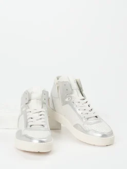 Damen Sioux – High-Top Sneaker aus Metallicleder Offwhite