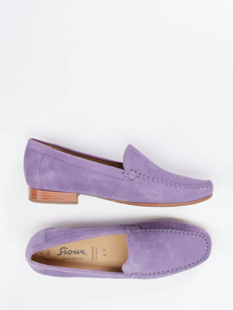 Damen Sioux – Loafer aus Veloursleder in Flieder