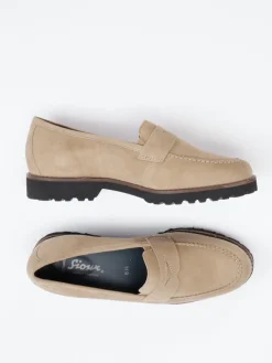 Damen Sioux – Loafer aus Veloursleder braun