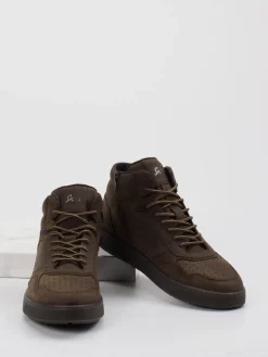 Herren Sioux – Mid-Top Sneaker aus Kalbleder dunkel