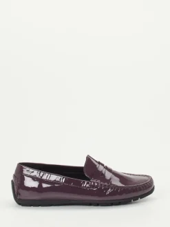 Damen Sioux – Mokassin-Loafer aus Lackleder Aubergine