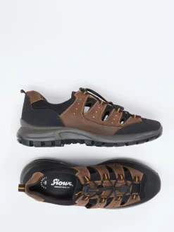 Herren Sioux – Outdoorsandale aus Fettleder Dunkel