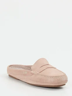 Damen Sioux – Pantolette aus Veloursleder Rosébeige