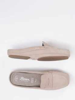 Damen Sioux – Pantolette aus Veloursleder Rosébeige
