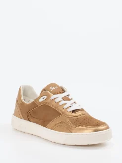 Damen Sioux – Sneaker aus Metallic- und Veloursleder bronzefarben