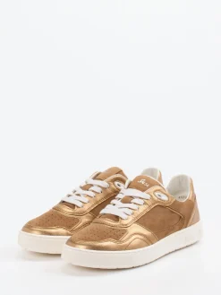 Damen Sioux – Sneaker aus Metallic- und Veloursleder bronzefarben