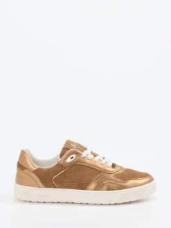 Damen Sioux – Sneaker aus Metallic- und Veloursleder bronzefarben