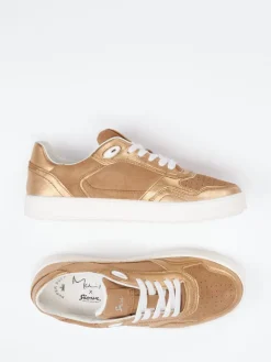 Damen Sioux – Sneaker aus Metallic- und Veloursleder bronzefarben