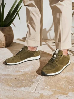 Herren Sioux – Sneaker aus Veloursleder in Oliv