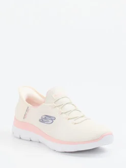Damen Skechers – Slip-On Sneaker aus Mesh-Textil creme