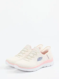 Damen Skechers – Slip-On Sneaker aus Mesh-Textil creme