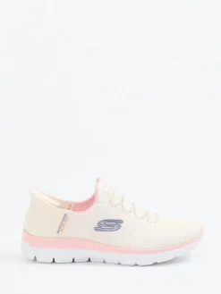 Damen Skechers – Slip-On Sneaker aus Mesh-Textil creme