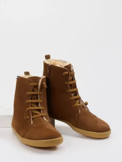 Damen Snipe – Stiefeletten aus Nubukleder cognac