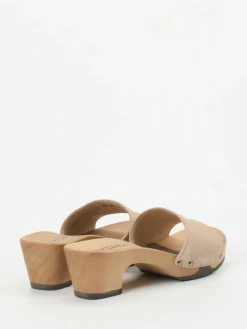 Damen Softclox – Clogs aus Veloursleder mit Holzsohle