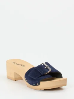 Damen Softclox – Clogs aus Veloursleder in Dunkel