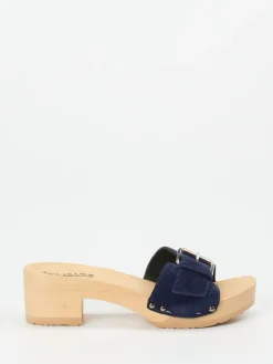 Damen Softclox – Clogs aus Veloursleder in Dunkel