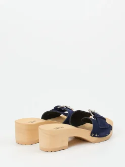 Damen Softclox – Clogs aus Veloursleder in Dunkel