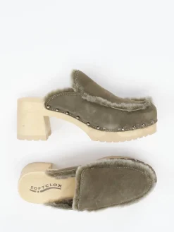 – Clogs aus Veloursleder oliv gefüttert*Softclox New
