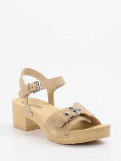 Damen Softclox – Clogsandalen aus Veloursleder sandbeige