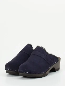 Damen Softclox – Gefütterte Clogs aus Veloursleder Dunkel