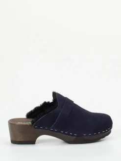 Damen Softclox – Gefütterte Clogs aus Veloursleder Dunkel