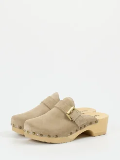 Damen Softclox – Holzsohlen-Clogs aus Veloursleder