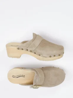 Damen Softclox – Holzsohlen-Clogs aus Veloursleder