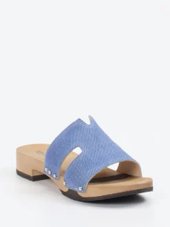 Damen Softclox – Pantolette aus Textil mit Holzsohle