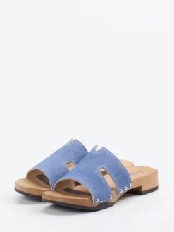 Damen Softclox – Pantolette aus Textil mit Holzsohle