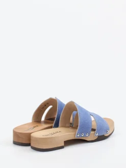 Damen Softclox – Pantolette aus Textil mit Holzsohle