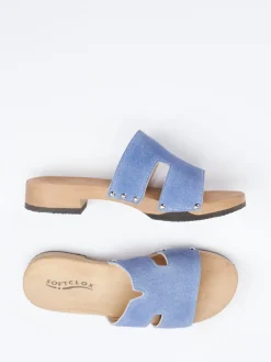 Damen Softclox – Pantolette aus Textil mit Holzsohle