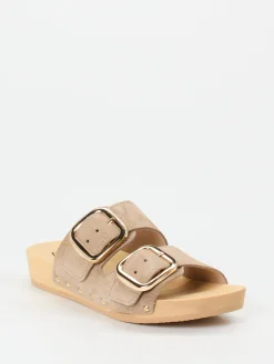 – Pantoletten aus Veloursleder beige*Softclox Discount